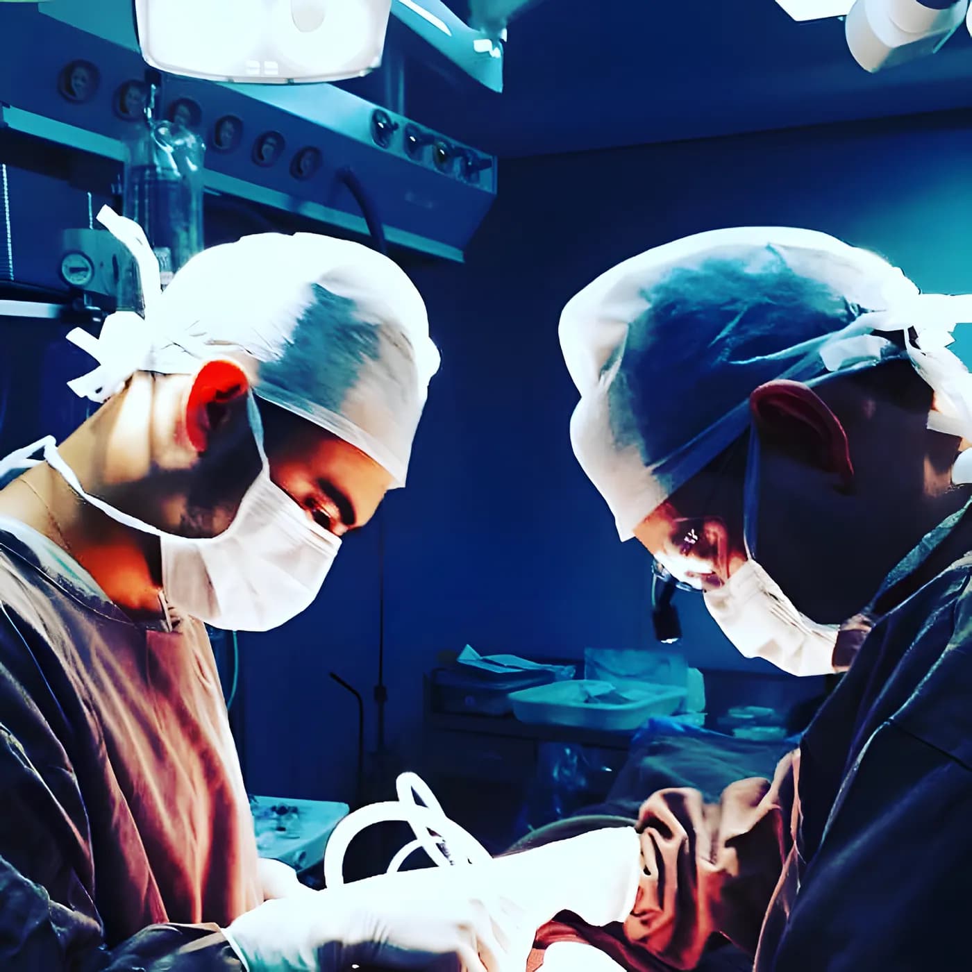 Dr. Rômulo Molinari e equipe em cirurgia no centro cirúrgico